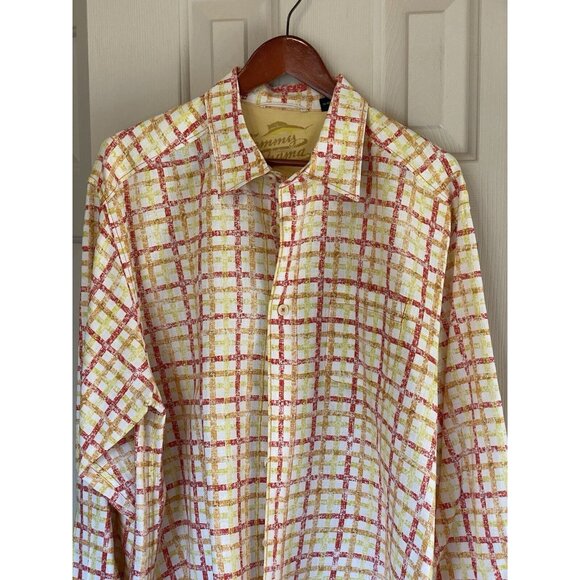 Tommy Bahama Long Sleeve White Red Yellow Button Down Shirt Linen Men's XL - Picture 3 of 6